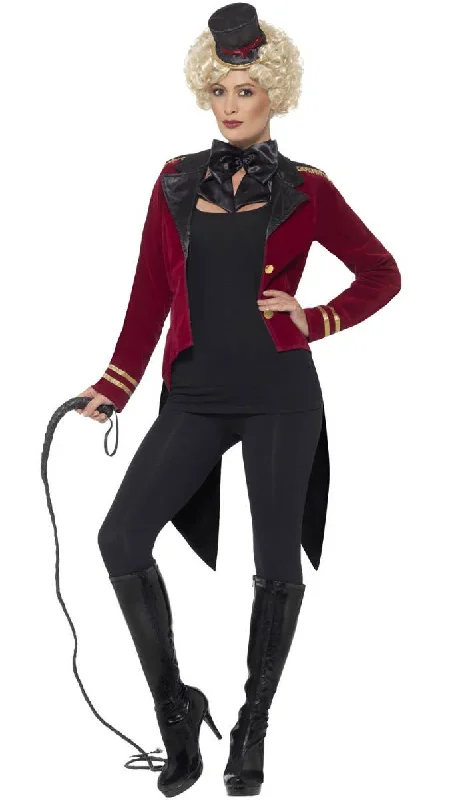 Captivating Circus Ringmaster Womens Fancy Dress Costume Boatneck Modish Everyday