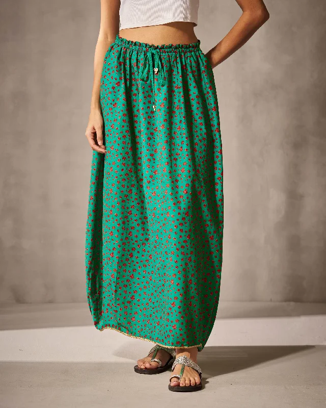 Jambiani Skirt - Green & Red Print tulle skirt dreamy