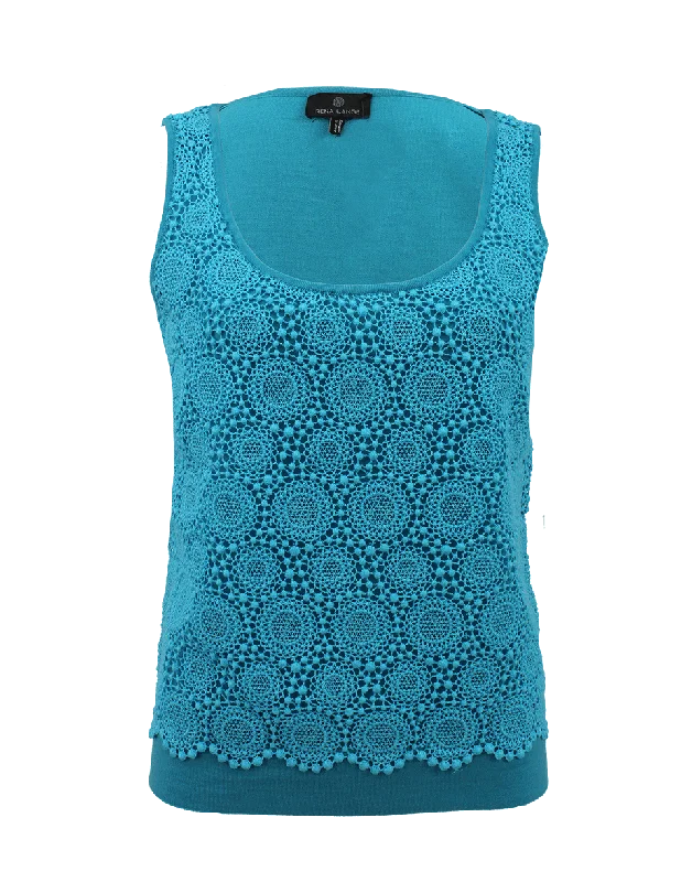 Scoopneck Crochet Tank cutout tank top