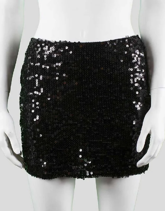 La Rox Luxe Black Sequined Mini Skirt X-Small lightweight skirt design