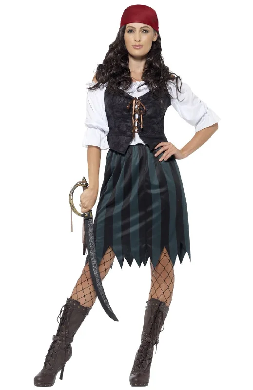 Pirate Deckhand Womens Fancy Dress Costume Tunics stripes playful