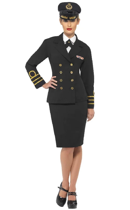 Navy Officer Black Womens Fancy Dress Costume Maxi Flowy Bohemian