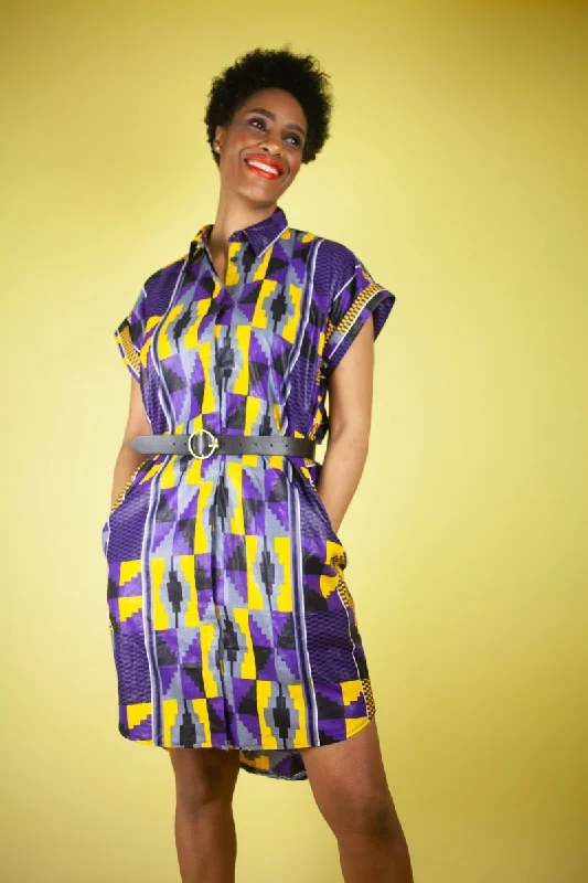 African Print Dress In Purple Kente Tunics Occasion special