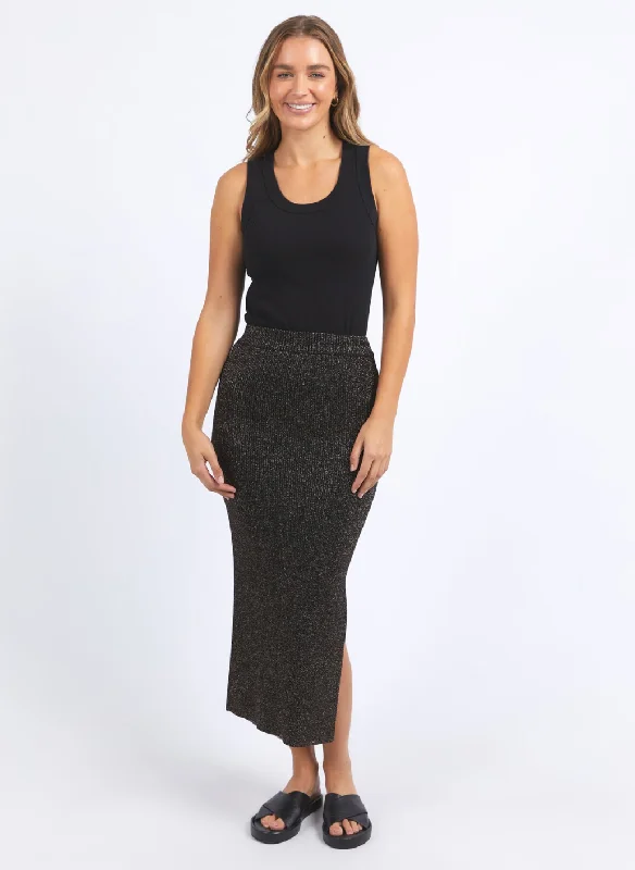 Foxwood Tessa Metallic Knit Skirt corduroy skirt cozy