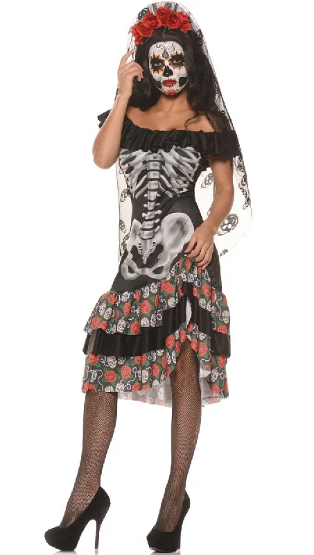 Day of the Dead Womens Mexican Fancy Dress Costume Tunics Seasonal trendy