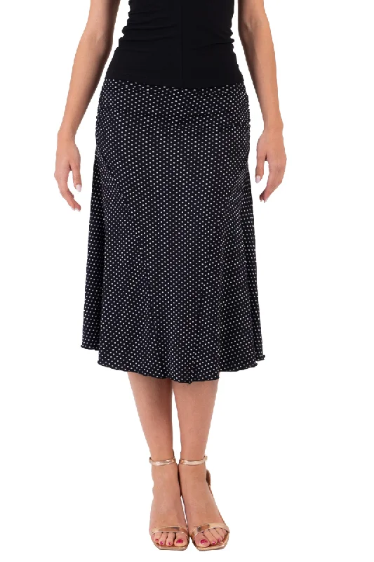 Polka Dot Flowing Skirt With Side Ruched Details leather skirt sleek