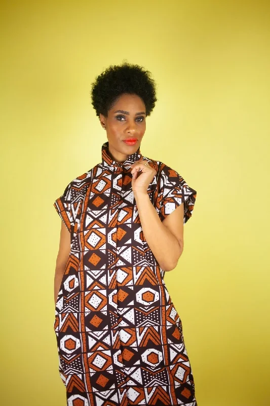 African Dress In Earthy Mud Cloth Tunics Prom sequined