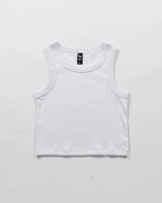 Women's Rib Crop Tank White silver tank top