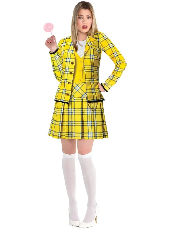 Clueless Womens Yellow Tartan Cher Dress Up Costume Tunics Plaid country