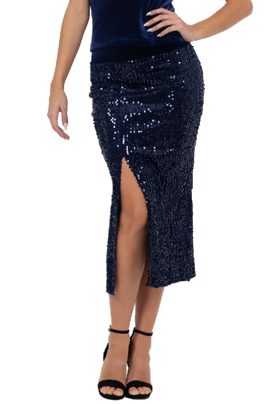 Sequinned Midi Pencil Tango Skirt With Slit leather skirt durable