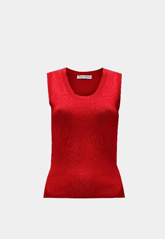 Jw Anderson Flower Pointelle Tank Top Bright Red bright tank top