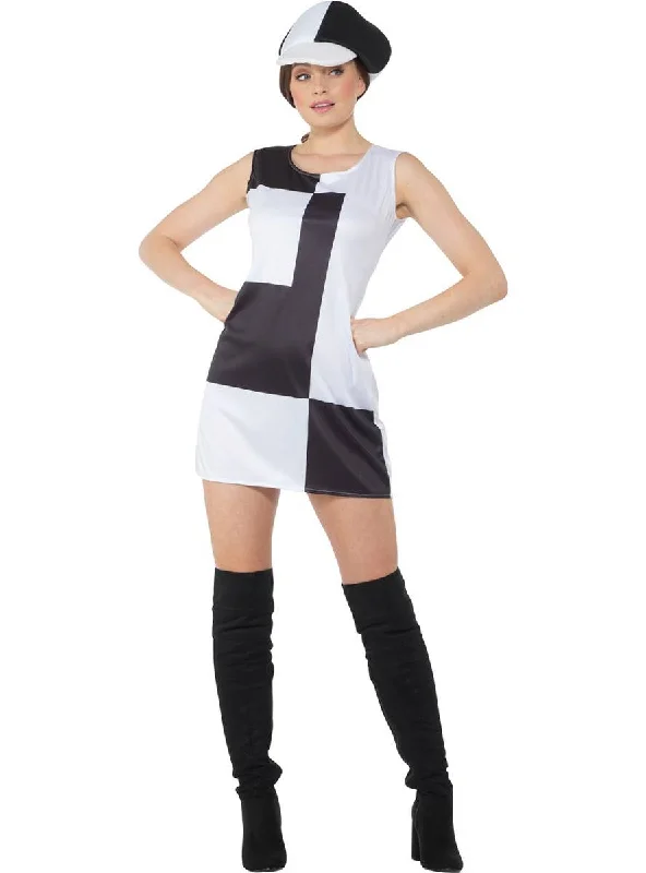 Monochrome Womens 60s Mod Dress Up Costume Tunics Stylish modern