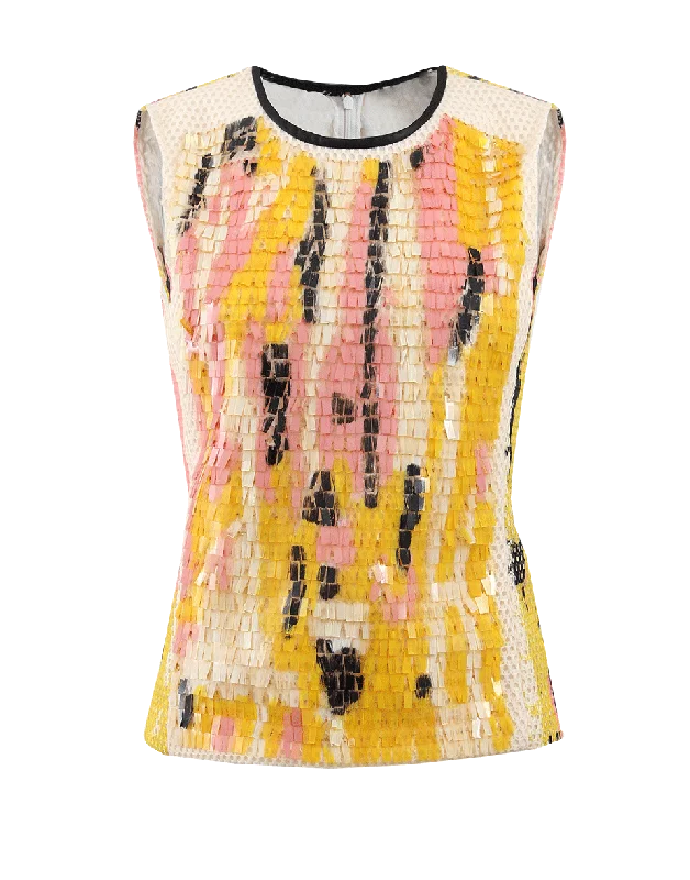 Paintbrush Print Tank lemon yellow tank