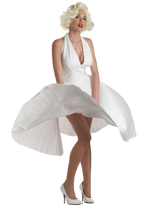 Marilyn Monroe Womens White Pleated Costume Dress Tunics Spring floral