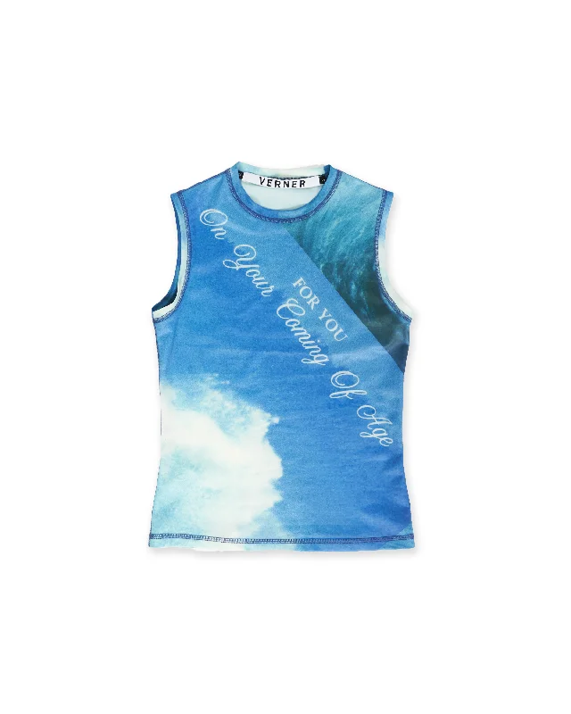 Lycra Tank - For You Wave Print adorable tank top