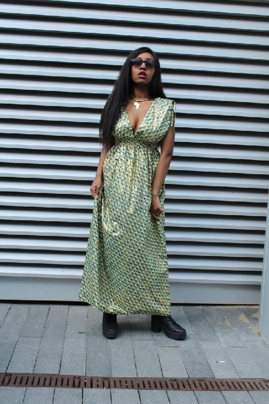 African Dress in Gold Ankara Print - Festival Dress Tunics Top rated