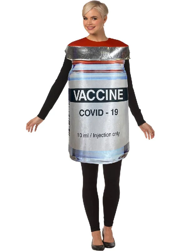 Covid 19 Vaccine Bottle Adults Funny Dress Up Costume Tunics Distressed trendy