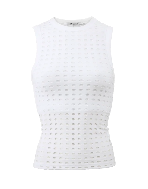 Cicular Hole Jacquard Tank crew neck tank