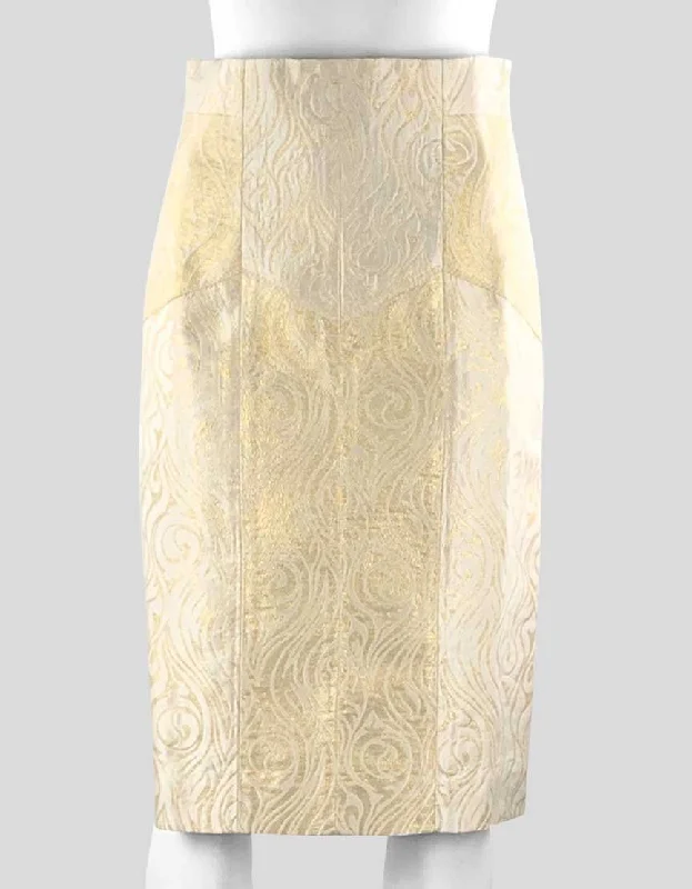 Nicole Miller Women's Gold Jacquard Evening Skirt With Side Paneling 4 US linen skirt natural