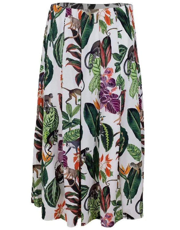 Stitch Down Jungle Print Skirt silk skirt smooth