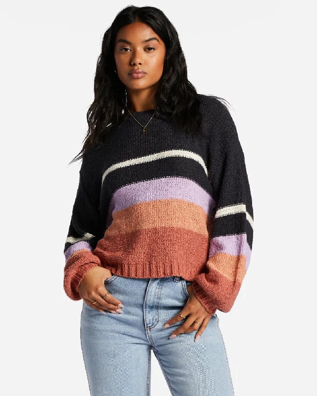 Seeing Double Crop Crewneck Sweater - Lilac Breeze Boxy Sweater Fitted Sweater A-Line