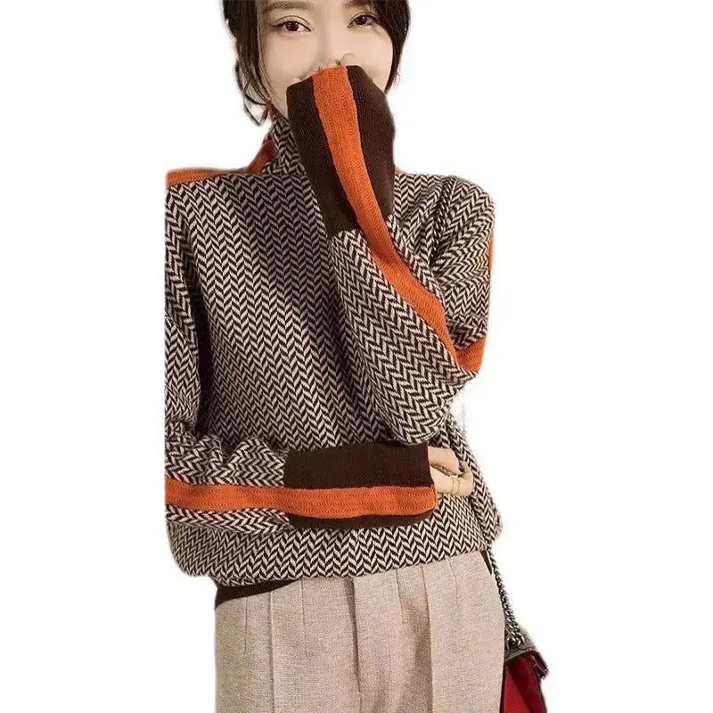 Women sweater knitted turtleneck new warm stylish sweaters ladies girl Mesh Blend Leather Blend Suede Blend