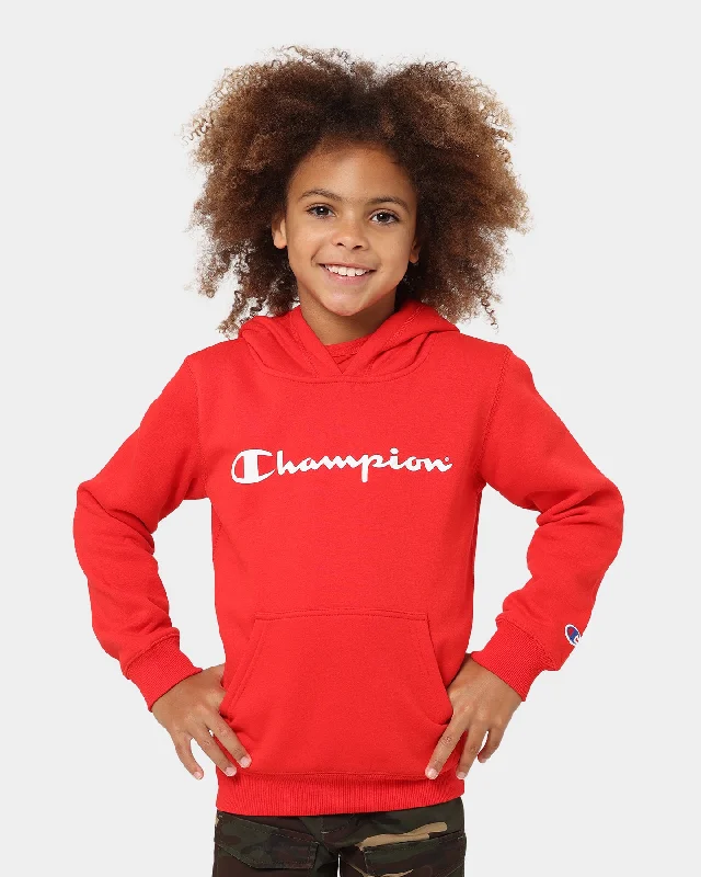 Champion Script Hoodie Vermilion Hoodie with Elastic Waist Stretchable Comfortable