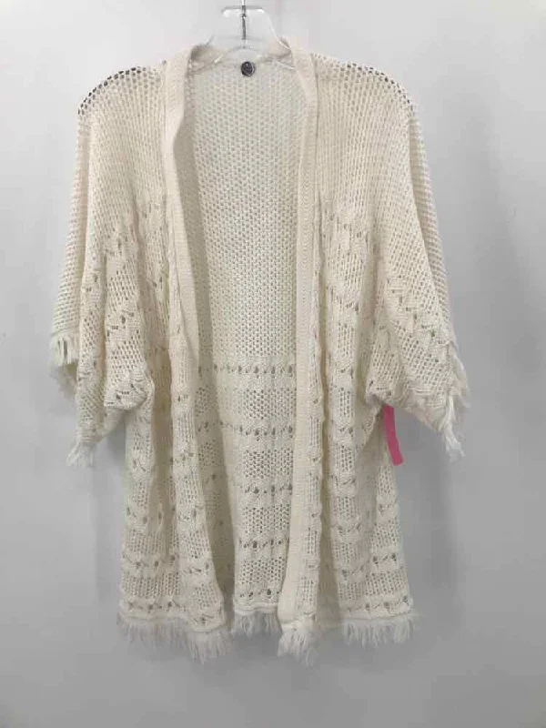 Pre-Owned Margaret O'Leary Ivory Size Medium Sweater Hooded Caped Shawl Collar