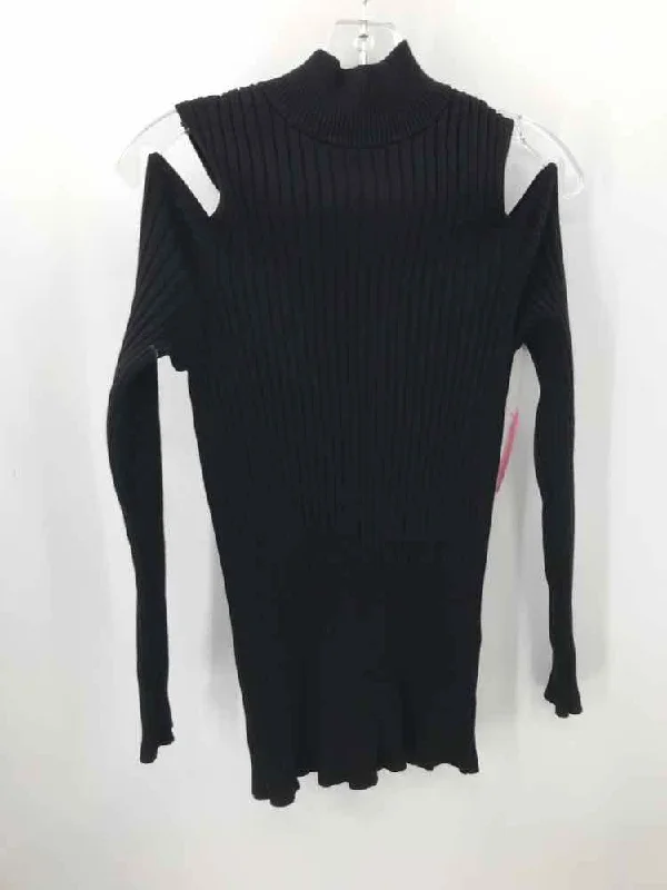 Pre-Owned Chico's Black Size Medium Sweater Zippered Front Buttoned Front Snap Front