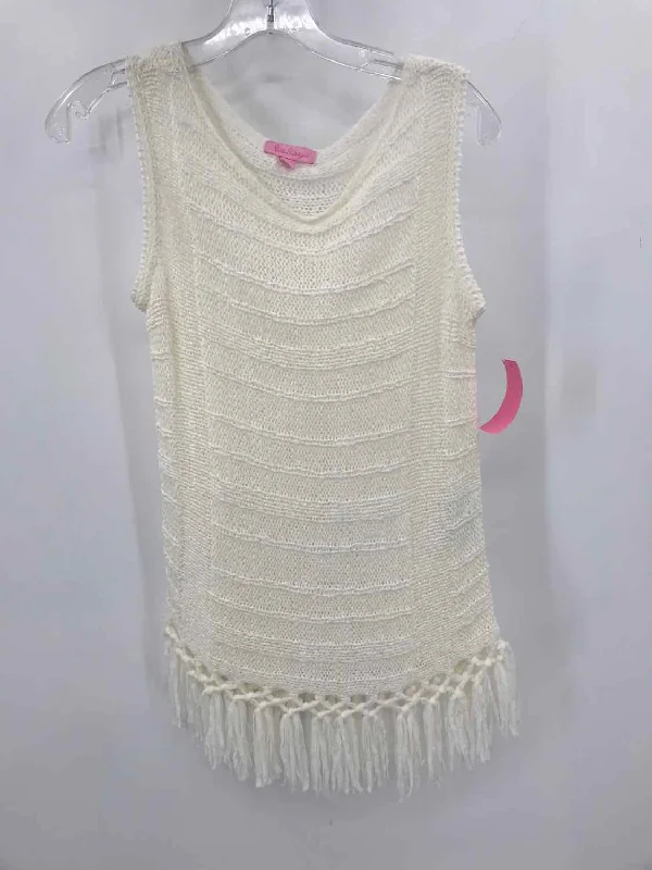 Pre-Owned Lilly Pulitzer Ivory Size XS Sweater Tank Top Iron Safe Non-Iron Wrinkle Free