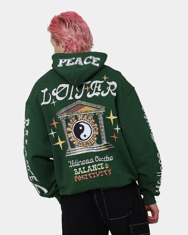 Loiter Peace Walker Hoodie Green Hoodie with Mesh Breathable Sporty