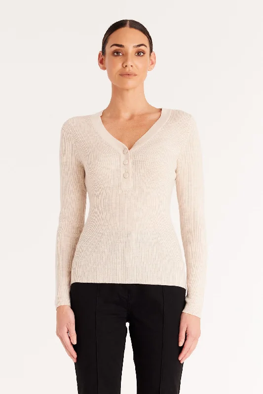 Elsa Merino Jumper - Wheat Iron Safe Non-Iron Wrinkle Free