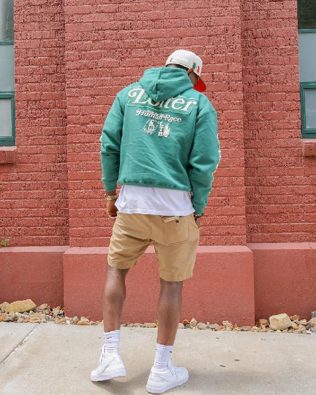 Loiter Carter Premium Hoodie Green Hoodie with V-Neck Classic Versatile