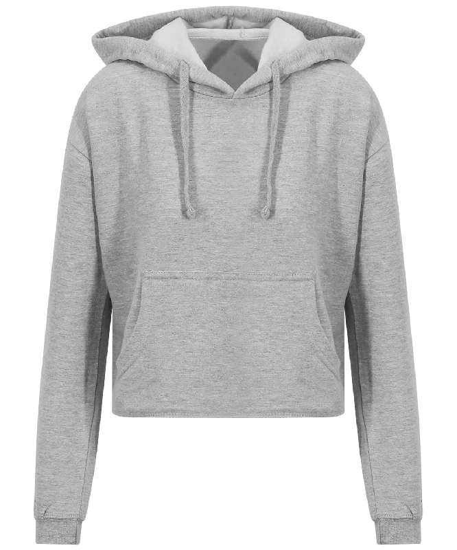 Heather Grey - Women's cropped hoodie Hoodie with Hood Adjustable Protection