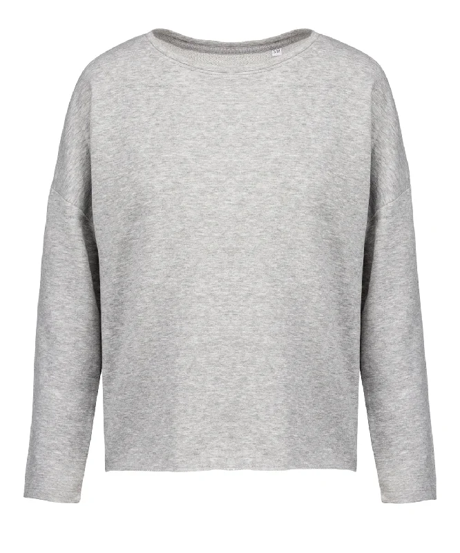 Light Grey Heather - Ladies' oversized sweatshirt Hoodie with Batwing Sleeves Loose Dramatic