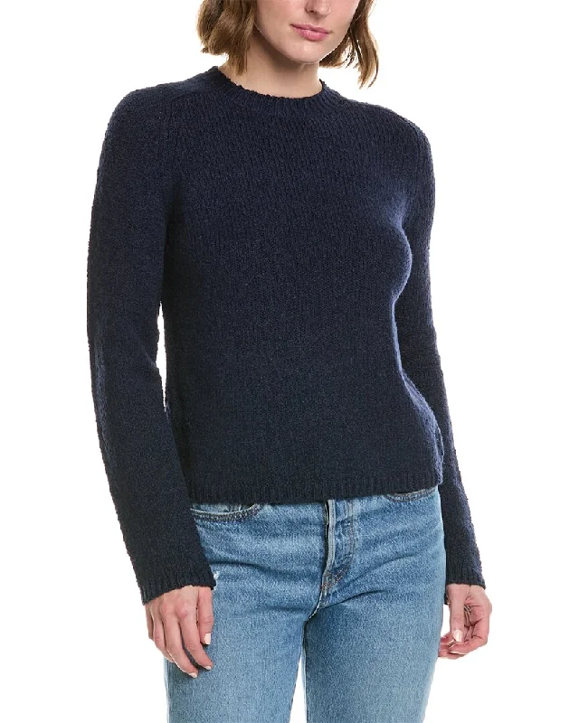 Vince Pebbled Crewneck Pullover Spaghetti Sleeve Top