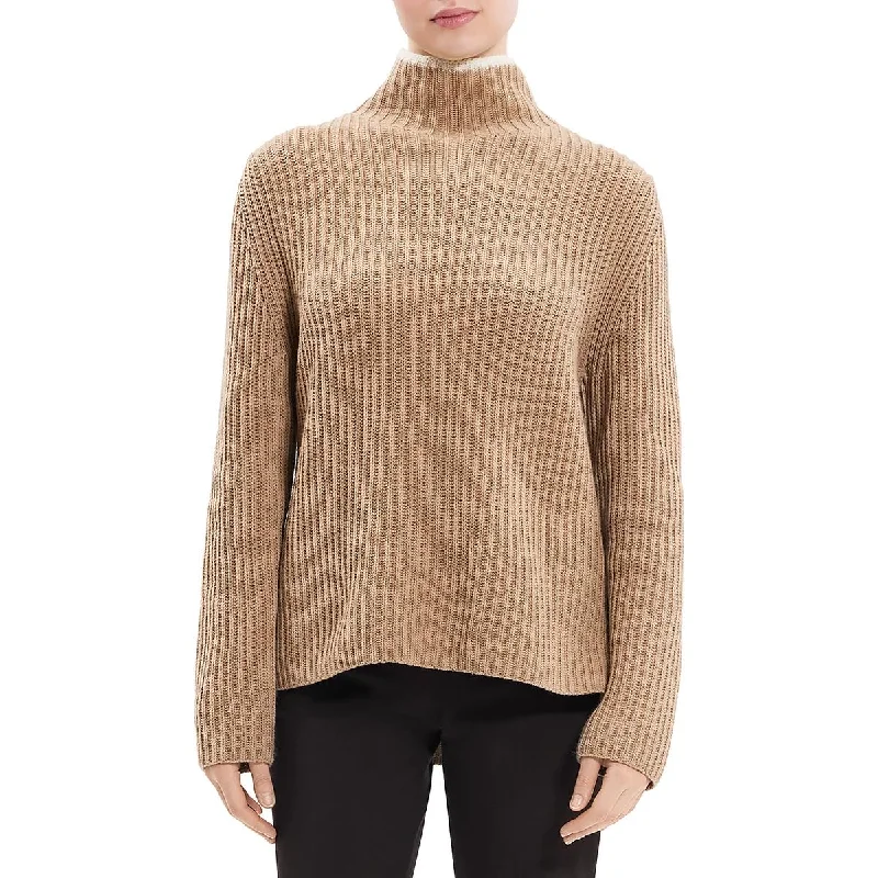 Womens Cashmere Blend Turtle Neck Pullover Sweater Boxy Neck Sweater