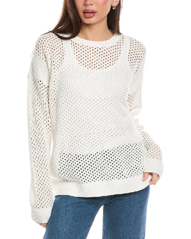 Barefoot Dreams Sunbleached Open Stitch Pullover Mock Neck Pullover