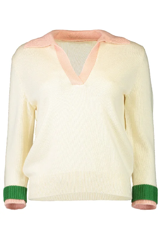 Colorblock Polo Pullover Notched Neck Pullover