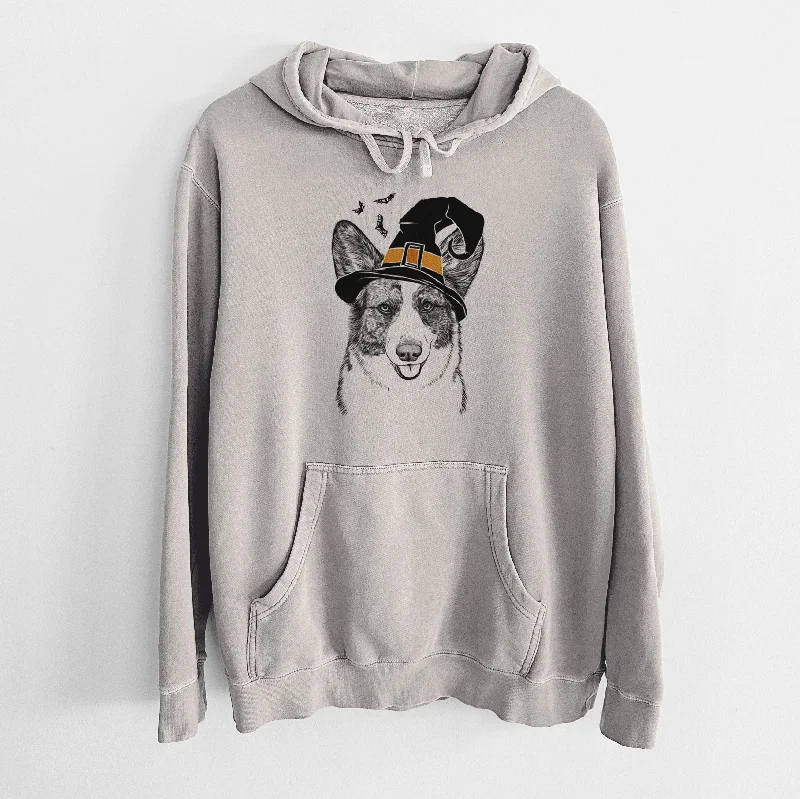 Witch Gabby the Cardigan Welsh Corgi - Unisex Pigment Dyed Hoodie Stylish Fashionable Trendy