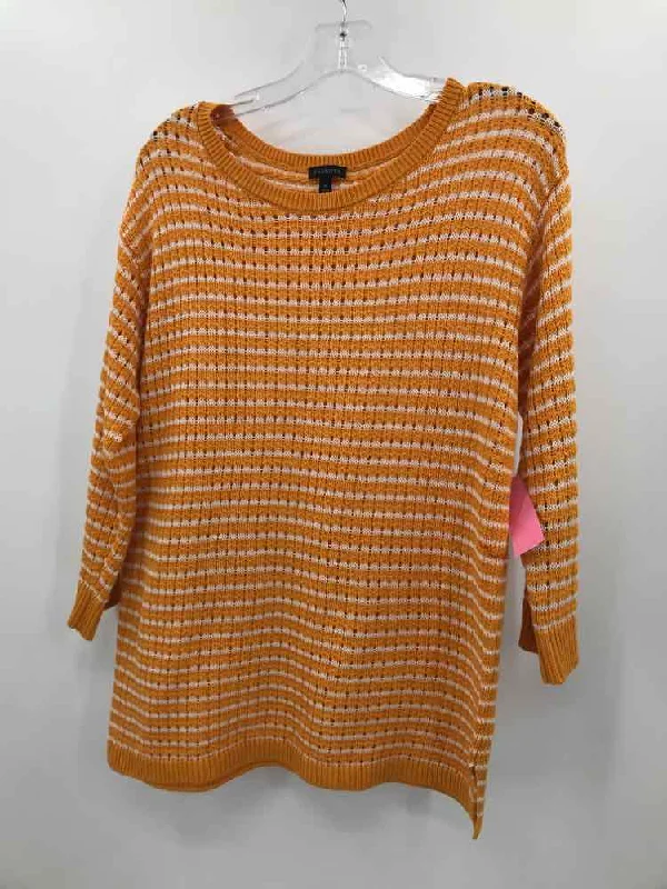 Pre-Owned Talbots Yellow Size Medium Stripe Sweater Thin Thick Dense