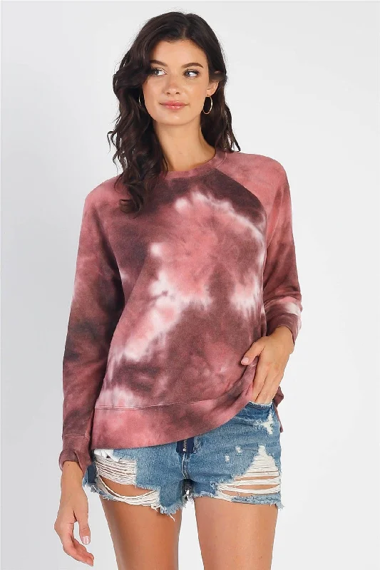 Tie-Dye Round Neck Long Sleeve Sweatshirt Hoodie with Slim Fit Tailored Modern