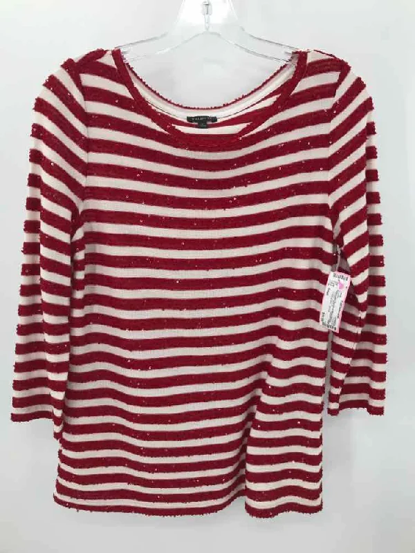 Pre-Owned Talbots Red Size Small Stripe Sweater Mesh Fabric Canvas Fabric Denim Fabric