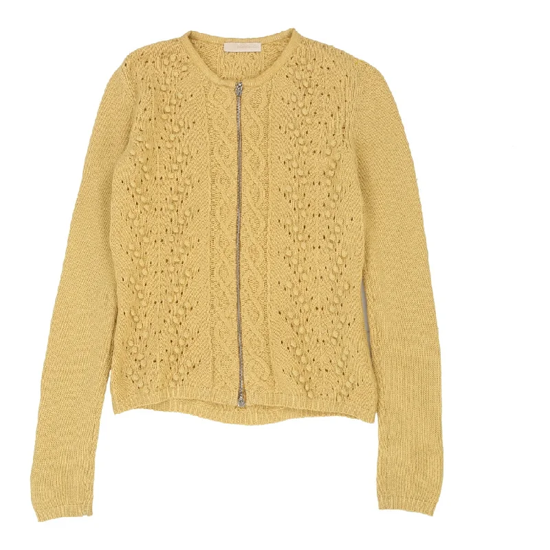 Ermanno Scervino Cardigan - XS Yellow Wool Lace Blend Ribbed Blend Corduroy Blend