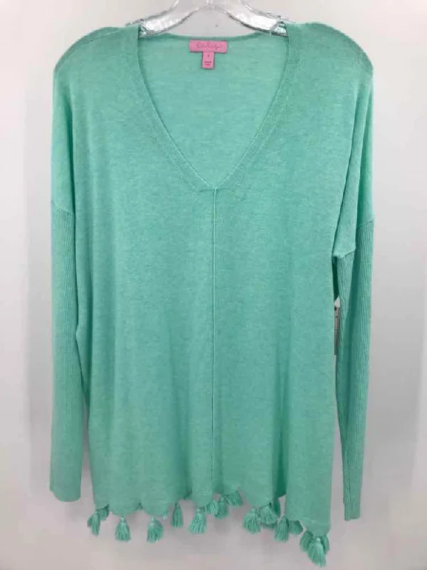 Pre-Owned Lilly Pulitzer Green Size Small Cardigan Sweater Front Pockets Side Pockets Patch Pockets