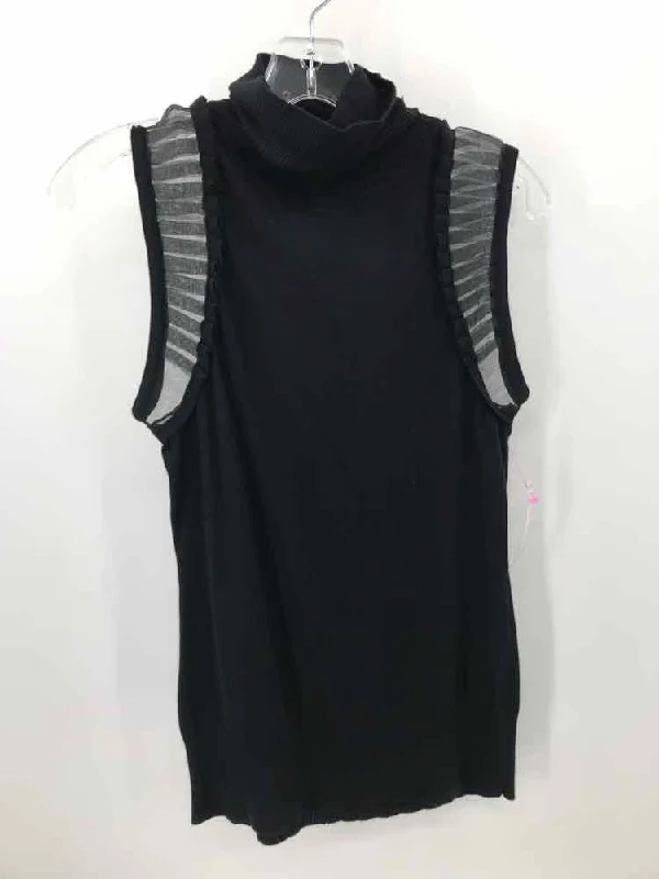 Pre-Owned Vivienne Tam Black Size 3 Tank Sweater Boat Neck Shawl Collar Notched Collar