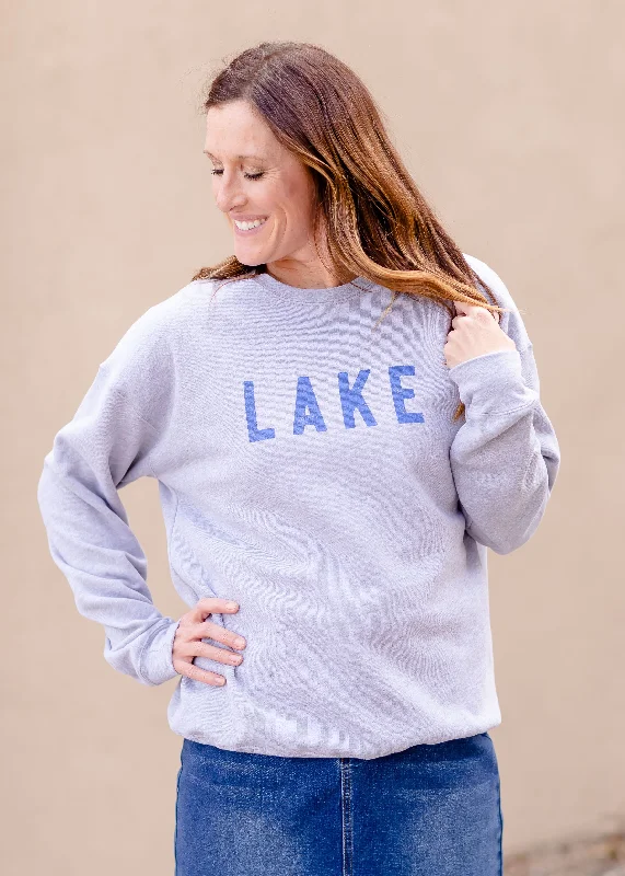 Gray Lake Crewneck Sweatshirt - FINAL SALE Hoodie with Typography Text Message