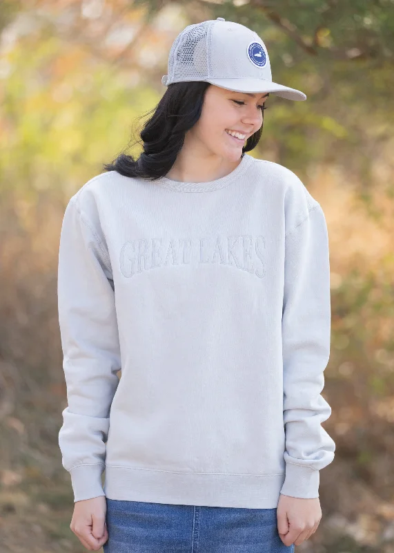 Great Lakes Embroidered Crewneck Sweatshirt - FINAL SALE Hoodie with Ribbed Cuffs Snug Fit Comfort