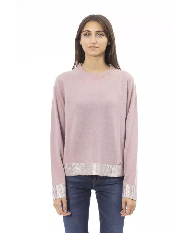 Baldinini Trend  Women's Cashmere Pullover Sweater Ruffle Neck Pullover