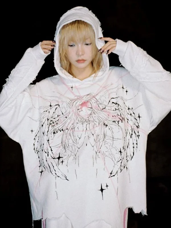 Magic Angel Printed Sweatshirt【s0000004812】 Hoodie with Drawstring Waist Adjustable Fitted